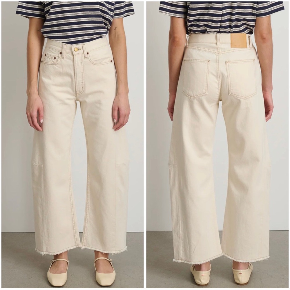 B SIDES Cream Wide-Leg Flare Jeans